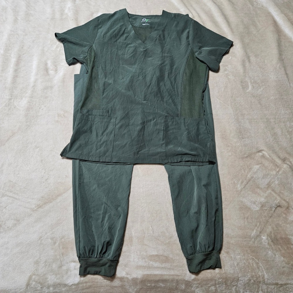 GT Performance 4Flex Olive Green Scrub Set V-Neck Top Large Jogger Pants XL